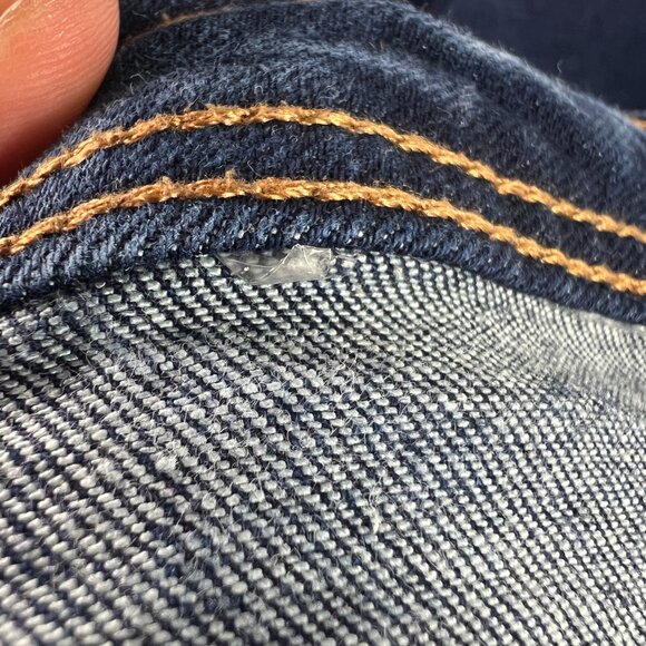 Zara Jean Women 31x27* Marine Straight High Rise Wide Leg Dark Blue Denim Tag 10 - Picture 3 of 16